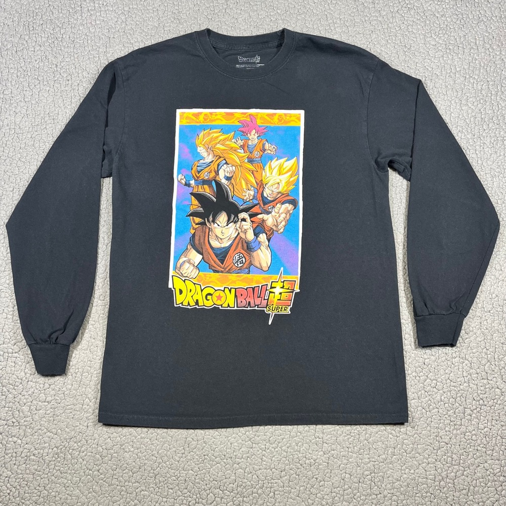 Dragon Ball Super Shirt Mens M Long Sleeve Graphic Goku Black Anime Streetwear